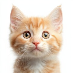 Fototapeta premium A cute orange and white kitten with a big, bright green eye