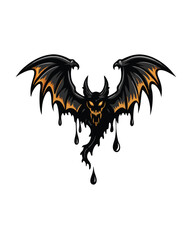 A monstrous black dragon with large wings covered in thick oil, dripping down its body.