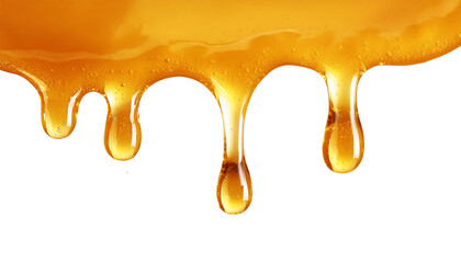 dripping golden honey isolated on transparent background, png honey dripping cutout
