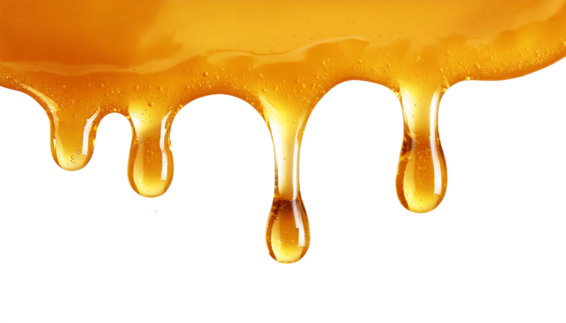 dripping golden honey isolated on transparent background, png honey dripping cutout
