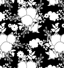 Floral ornament. Seamless abstract classic pattern with flowers. Pink classic pattern