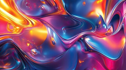 Fototapeta premium A digital 3D abstract background with fluid shapes and vibrant colors. Space for copy available.