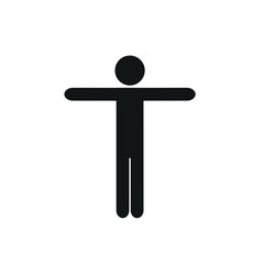 human figure icon, pictogram, standing stick man, arms extended at shoulder level, flat vector illustration isolated on a white background