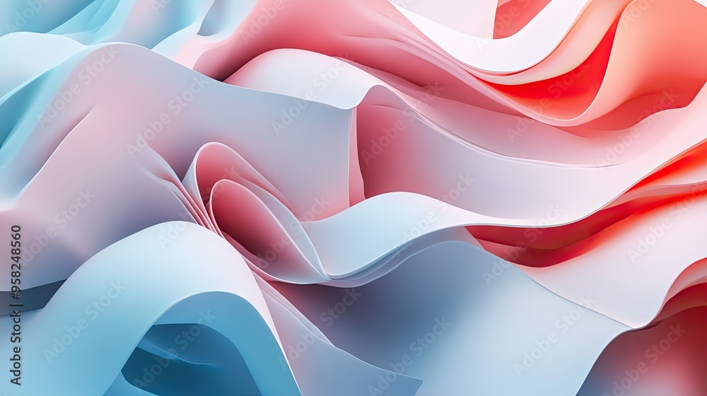 Fototapete abstract 3d digital background with layered geometric shapes. space for text or branding on the side
