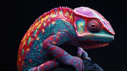 Obraz premium A Chameleon Panther shedding its skin, revealing a fresh layer of vibrant colors.