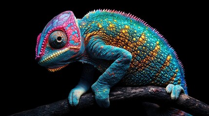 Naklejka premium A Chameleon Panther shedding its skin, revealing a fresh layer of vibrant colors.