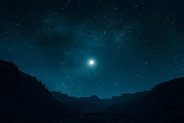 Fototapeta premium A faint glow of a distant nebula in a dark sky.