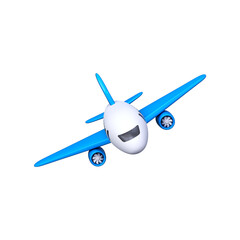 Passenger airplane symbol, front view. 3D airplane travel icon.