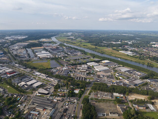 Obraz premium Venlo businesspark, Ubroek, Venlo Trade port along the Maas river.