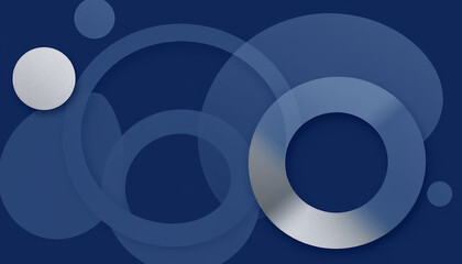 Abstract circles and ellipses intertwined with each other. Color palette blue, light blue, silver