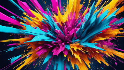 Fototapeta premium Vibrant colors explode in abstract forms AI-generated with CyberRealistic XL, licensed under CreativeML Open RAIL++-M Addendum.