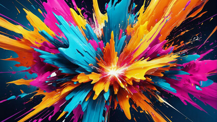 Obraz premium Vibrant colors explode in abstract forms AI-generated with CyberRealistic XL, licensed under CreativeML Open RAIL++-M Addendum.