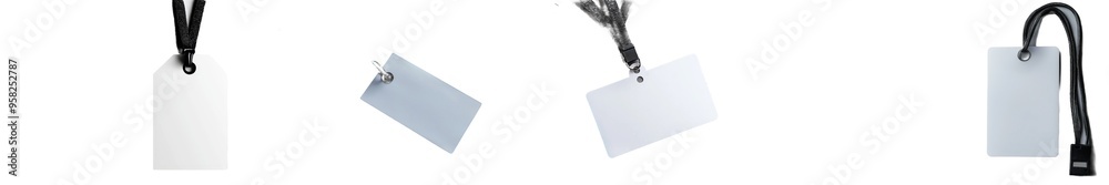 Poster An empty layout layout with a gray background, a blank label hanging on a thread from a neck.