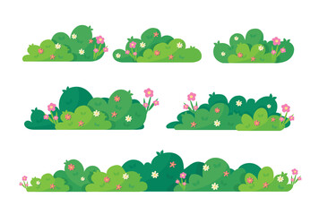Green bush blossom. grass bush vector illustration