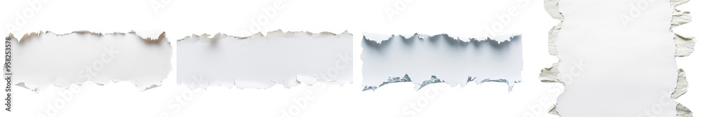 Poster an image of a ripped collection paper on a gray background.