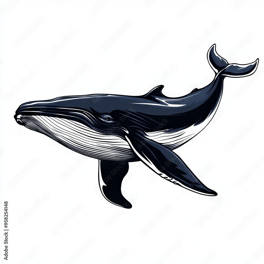 Wall mural vector graphic of a whale