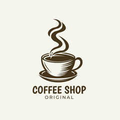 Best coffee cup for restaurant or coffee shop logo vector illustration