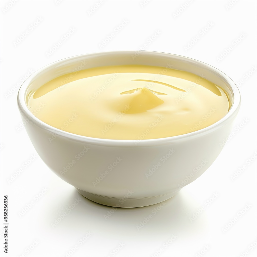 Poster Creamy Sunshine in a White Bowl. On a White or Clear Surface PNG Transparent Background. 