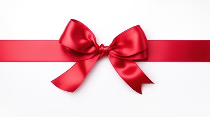 Fototapeta premium Luxurious red color ribbon isolated on white background