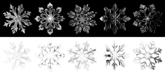 PNG clear snowflake effect set