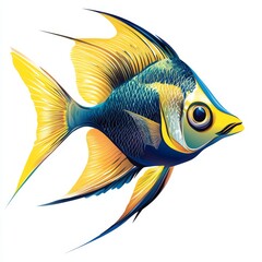 vector graphic of a queen angle-fish