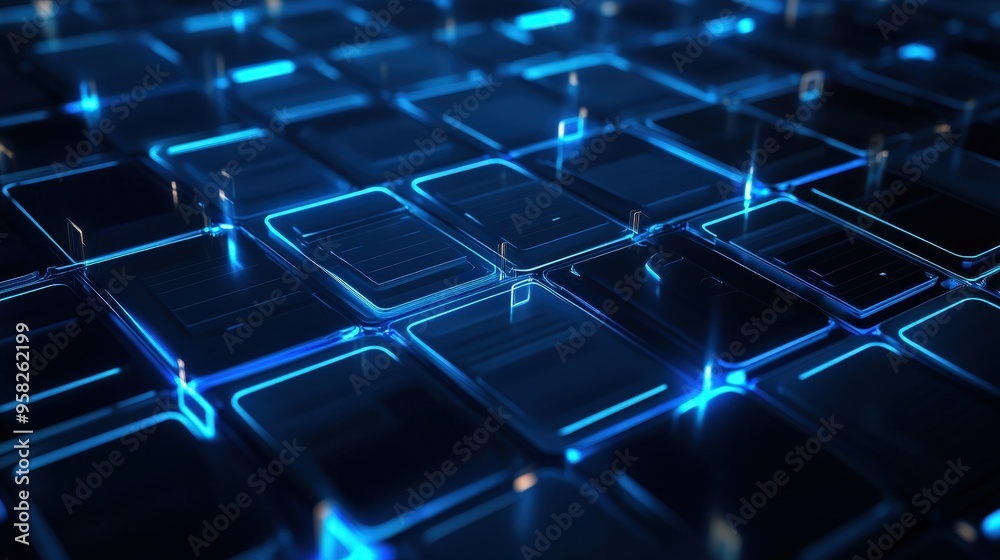 Poster abstract network grid with files and folders, futuristic software interface, digital document manage