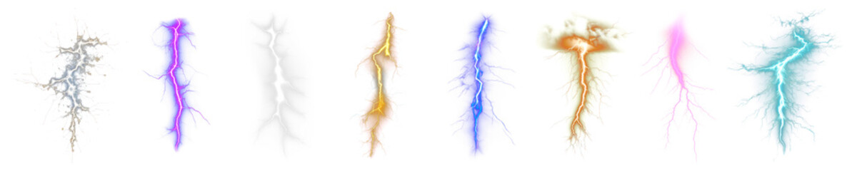 Fototapeta premium PNG lightning and thunder set