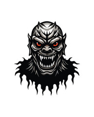 A reptilian monster with sharp scales covered in shadows, its red eyes gleaming menacingly.