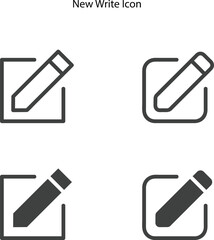 Writing icon with outline and glyph style icon, new message icon on white background, icon of edit or note.