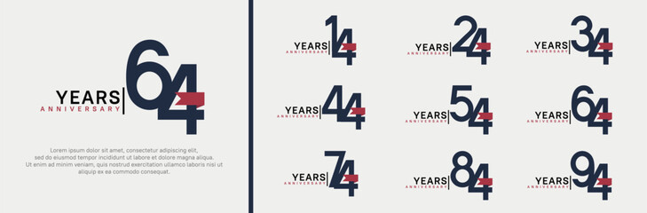 anniversary logo set. vector design black color and red ribbon can be use for celebration event