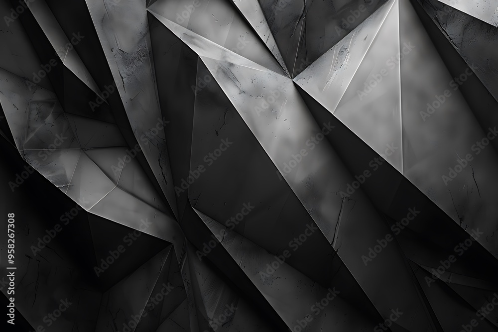 Poster black white dark gray silver abstract pattern background with geometric shape polygon