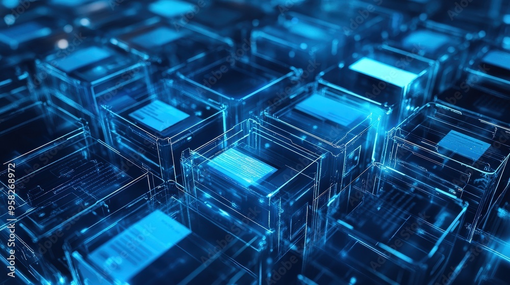 Poster abstract network grid with files and folders, futuristic software interface, digital document manage