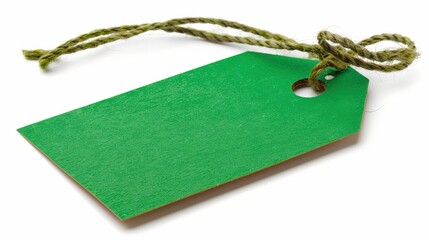 Green Tag. Advertisement Anniversary Bargain Birthday Card on White Background