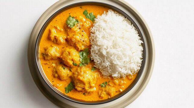 Kadhi chawal isolated on white background 