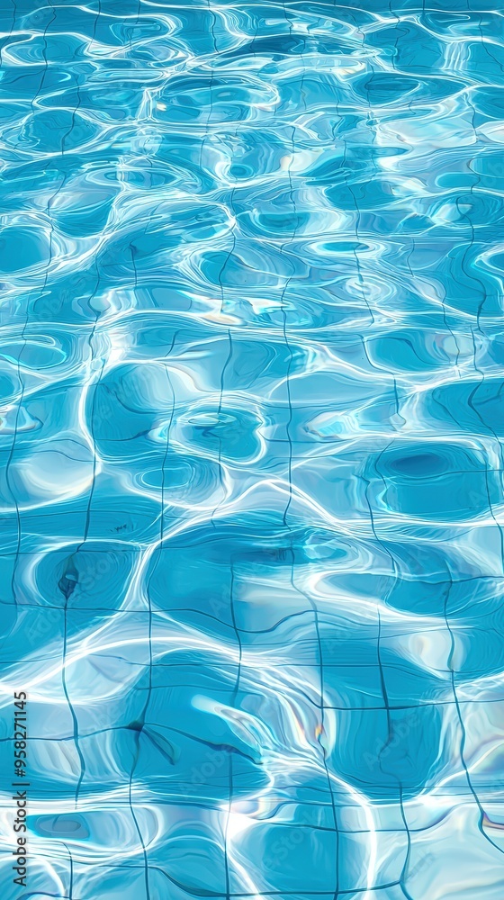 Wall mural rippling blue pool water