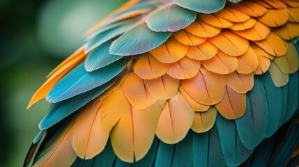 Fototapeta premium Close-up of a Parrot's Colorful Feathers