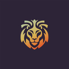 Gradient Yellow Lion head vector illustration with symmetrical design, for your logo company logo.