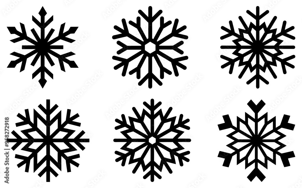Canvas Prints snowflake icon. set of thin line snowflake icons. christmas decor. black drawn snowflake. snowflakes
