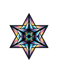 Create a futuristic geometric pattern with holographic effects using a 6-pointed star as the base shape.