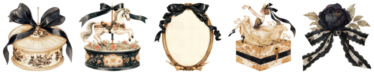 Gothic coquette png cut out element set