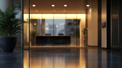 blurred office lobby entrance building