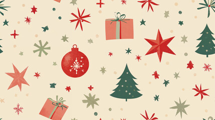 Festive background with Christmas gifts and decorations. Generative AI