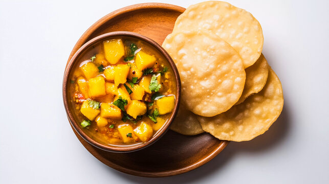 pumpkin sabji with pudi isolated on white background