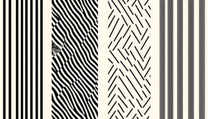 Thin, repeating lines or stripes, either vertical or horizontal, on a neutral background