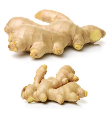 fresh ginger on white background