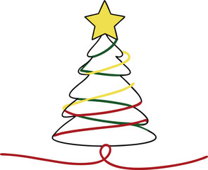 Classic Christmas tree drawing with a star topper ideal for festive projects and decorations
