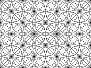 20-sided icosagon shapes and straight lines form a geometric seamless tessellation pattern in black outline