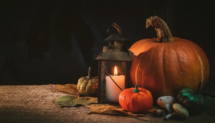 Halloween Properties on Old Vintage Desk for Halloween Background