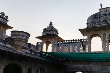 palace exterior with bright sky at morning