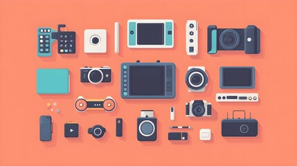 Flat design of a tech gadget ad with sleek, bold sans-serif fonts